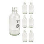 Digithome 6’lı 50 Ml Gümüş Metal Kapaklı Cam Zencefil Shot Şişesi Söz Nişan Hediyelik Kolonya Şişesi C1-1-149 Şeffaf