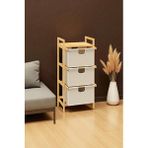 Digithome Bambu 1 Raflı 3 Çekmeceli Banyo Düzenleyici Çekmeceli Dolap Komodin DB-0039