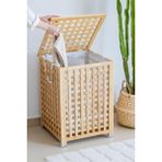 Digithome Bambu Bölmeli Çamaşır Sepeti 62X45 cm Kulplu Taşınabilir bezli - 62 x 45 cm - Kahverengi
