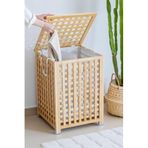 Digithome Bambu Çamaşır Sepeti 62x45 cm Kulplu Taşınabilir Bezli