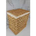 Digithome CL-11045 C1-1-121 Kahverengi Dikdörtgen Katlanabilir Kelebek Desenli Hasır Bambu Kirli Çamaşır Sepeti
