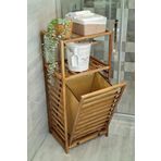 Digithome CVZ01 Ceviz Rengi Ahşap Kirli Sepetli Banyo Düzenleyici Raf