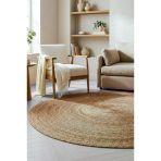 Digithome Jüt Hasır Yuvarlak Oturma Odası Yatak Odası Natural Halı 120 cm