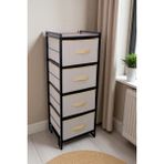 Digithome Metal 4 Çekmeceli Şifonyer Siyah MRS-021 Çok Amaçlı Organizer 98 cm Yükseklik 36 cm Genişlik