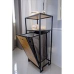Digithome Metal Kirli Sepetli 2 Raflı Çok Amaçlı Banyo Düzenleyici Raf Organizer Siyah - MRS-003 C1-1-369 - Siyah - Atlantik Çam