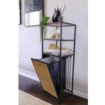 DigitHome Metal Kirli Sepetli 3 Raflı Çok Amaçlı Banyo Düzenleyici Organizer Siyah/Atlantik Çam – Mrs-008 C1-1-369