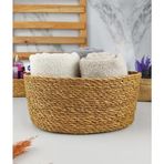 Digithome PNL-PH22 S/3 C1-1-100 Oval Düzenleyici 24 cm Kahverengi Hasır Banyo ve Makyaj Organizer Sepeti