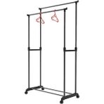 Digithome Shore Yükseklik Ayarlı Tekerlekli Eşek Metal Askılık - Vestiyer Portmanto - 18004 - Siyah