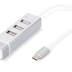 Digitus 3 port USB Tip C Hub & Fast Ethernet LAN Adaptörü, 3 x USB A/Diş (USB 2.0), 1 x RJ45 Dişi (10/100), 1 x USB Tip C (bilgisayar bağlantısı), alüminyum