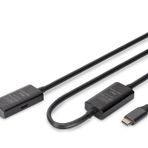 DIGITUS Aktif USB 3.2 Gen 1 Uzatma Kablosu – 10 m – USB-C Fiş Soket – Tekrarlayıcı USB Kablosu Tak ve Çalıştır – 5 Gbit/s'ye kadar – USB üzerinden güç kaynağı – Siyah