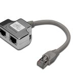 Digitus Cat. 5E Patch Kablo Adaptoru, Zirhli/Shielded, 2 X Rj45 Disi 1 X Rj45 Erkek, Kablo Mesafesi 0.19 Metre