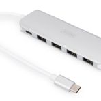DIGITUS DA-70242-1 – USB Hub – 4 Port USB 3.2 Gen 1 Hub Tip C – 5 Gbit/s'ye kadar süper hızlı veri aktarımı – kompakt ve taşınabilir – tak ve çalıştır – PC, dizüstü bilgisayar ve Mac için – gümüş