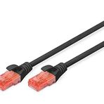 DIGITUS LAN Kablo Cat 6-0,5 m - RJ45 Ağ Kablosu - UTP Korumasız - Cat-6A & Cat-5e ile Uyumlu - Siyah