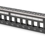 Digitus Modüler Patch Panel, zırhlı, 24-port boş, 1U, kabinete monte edilebilir, şeffaf etiket alanı
