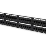 DIGITUS Patch panel - 19 inç - Cat-6-48 Port RJ45 - Korumasız - LSA Patch alanı - Raf montajı 2HE - Siyah