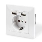 DIGITUS Sıva altı priz USB-A şarj cihazı ile - 2 soket - 5 V / 2,1 A toplam - 250 V 50 Hz - saf beyaz RAL 9003