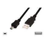 Digitus Usb 2.0 Bağlantı Kablosu, A Tipi - Mini B (5pin) St/st, 3.0m, Usb 2.0 Uyumlu, Siyah Renk