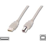 Digitus USB 2.0 Bağlantı Kablosu, USB A Erkek - USB B Erkek, 1.8 metre, AWG 28, USB 2.0 uyumlu, UL, bej renk