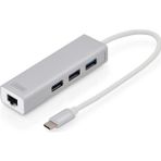 Digitus USB 3.0 Hub & USB 3.0 Gigabit Ethernet Adaptörü, 1 x 10/100/1000 RJ45 Dişi Yuva, 1 x USB
