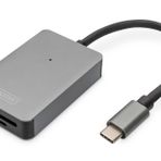 DIGITUS USB-C kart okuyucu, 2 bağlantı noktası UHS-II SD4.0, TF4.0, 300Mb/s