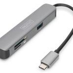 DIGITUS USB-C Multiport Docking Station – 5 Port – 1x HDMI (4K@30Hz) – 2X USB 3.0 / USB 2.0 – Kart Okuyucu – Gri
