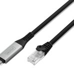 DIGITUS USB - Ethernet kablosu - Tip C - RJ45 - USB-C 3.2 Gen1-1 Gbit/s - 5 m - LSZH - CAT 6A S/FTP - AWG 26 - Tak ve Çalıştır - Siyah