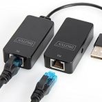 DIGITUS USB genişletici - 50 m menzil - USB 2.0 - Cat-5'ten UTP, STP ve S-FTP ağ kablosu - Tak ve Çalıştır - siyah