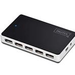 DIGITUS USB Hub - 10 Bağlantı Noktası - Yüksek Hızlı USB 2.0-480 MBit/s - Tak ve Çalıştır - Bağlantı Kablosu 100 cm - Siyah