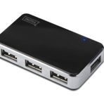DIGITUS USB-Hub - 4 Bağlantı Noktası - Yüksek Hızlı USB 2.0-480 MBit/s - Tak ve Çalıştır - Bağlantı Kablosu 66 cm - Siyah