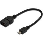 Digitus USB On-The-Go (OTG) Kablosu, 0,20 metre, AWG 28, USB A, dişi - Micro USB B, erkek