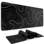 DIGSOM Mouse Pad Oyun Mousepad 80 x 30 cm Büyük Mouse Pad Klavye ve Fare için Kaymaz Kauçuk Tabanlı, Klavye Pad XL Fare Altlığı Ev ve Ofis için (Siyah Beyaz Topografik Çizgi ile)