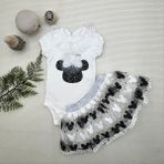 Diji Baby 1-2-3 Yaş Payetli Mickey Nakışlı Kısa Kollu Brode Etekli 2li Kız Bebek Takımı - 2 Yaş - Siyah