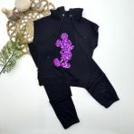Diji Baby 3-4-5 Yaş Kapşonlu Payetli Mickey Desenli Kısa Kol 2li Kız Erkek Çocuk Takımı - Siyah