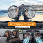 Diji Pazar Araç İçi Konfor Sağlayan Çift Başlı 360 ° Dönebilen Oto Fan Soğutucu Vantilatör Çakmaklık Soketli
