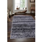 DijiDekor 8881 Gri Siyah Saçaksız Dijital Halı Kaymaz Yıkanabilir Yolluk 40X60