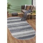 Dijidekor 9026 Gri Saçaksız Dijital Oval Halı Kaymaz Yıkanabilir Iskandinav Yolluk 150X150 - 150 x 150 cm