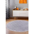 Dijidekor Açık Gri Yuvarlak Post Dokuma Halı Peluş Tavşan Tüyü Hissi Antibakteriyel 120X120