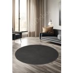 Dijidekor Avangard Yuvarlak Halı Sahra Antrasit Banyo Halısı Silinebilir 90X90