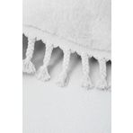 DijiDekor Beyaz Oval Post Dokuma Halı Saçaklı Peluş Yumuşacık Kaymaz Antibakteriyel 100X150