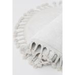 Dijidekor Beyaz Oval Post Dokuma Halı Saçaklı Peluş Yumuşacık Kaymaz Antibakteriyel, 80x120
