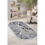 Dijidekor Dekoratif Dijital Saçaklı Oval Halı Yolluk Antialaerjik Granit Gri, NoColor-4c2cd13e, 160x300