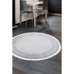 Dijidekor Dekoratif Dijital Saçaklı Yuvarlak Halı Yıkanabilir Antialaerjik Gri, NoColor-9ec8c961, 100x100