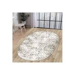 Dijidekor Halı Bej Cool K1280 Yıkanabilir Saçaksız Oval Kesme Ince Yolluk Kilim Salon Halısı Modeli, 120x400