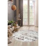 Dijidekor Halı Bej Cool K1280 Yıkanabilir Yuvarlak Kesme Ince Yolluk Kilim Salon Halısı Modelleri, Saçaksız, 120x120