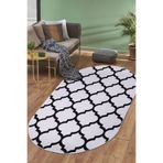 Dijidekor Halı Beyaz Maça Yıkanabilir Saçaksız Oval Kesme Ince Yolluk Kilim Salon Halısı Modelleri, 80x600