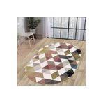 Dijidekor Halı Çok Renkli Cool K1270 Yıkanabilir Oval Kesme Ince Yolluk Kilim Salon Halısı Modeli, Saçaksız, 180x400