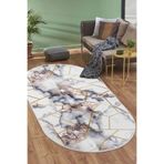 Dijidekor Halı Gold Kristal Yıkanabilir Saçaksız Oval Kesme Ince Yolluk Kilim Salon Halısı Modeli, 140x250