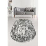 Dijidekor Halı Gri Iskandinav Yıkanabilir Saçaksız Oval Delüxe Yolluk Kilim Salon Halısı Modelleri, GRİ - SİYAH, 80x100