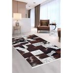 Dijidekor Halı Kahverengi Dr01 Yıkanabilir Saçaklı Kesme Ince Yolluk Kilim Salon Halısı Modelleri, Kahve 80x150