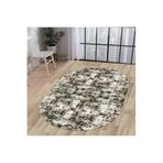 Dijidekor Halı Siyah Cool K1310 Yıkanabilir Oval Kesme Ince Yolluk Kilim Salon Halısı Modelleri, Saçaksız, 150x300